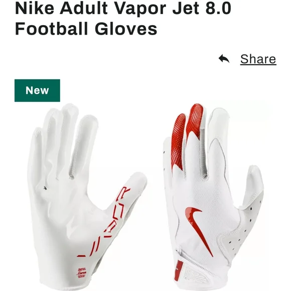 NWT Nike Vapor Jet football gloves men's size XL red and white set of two